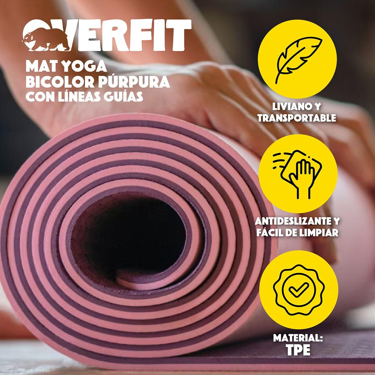 Mat Yoga Tpe 8mm Overfit Ejercicio Alfombra Con Lineas Guia-2