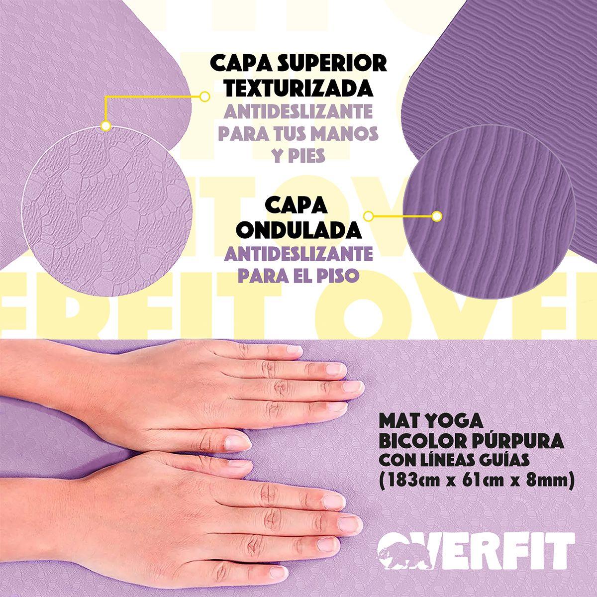 Mat Yoga Tpe 8mm Overfit Ejercicio Alfombra Con Lineas Guia-4