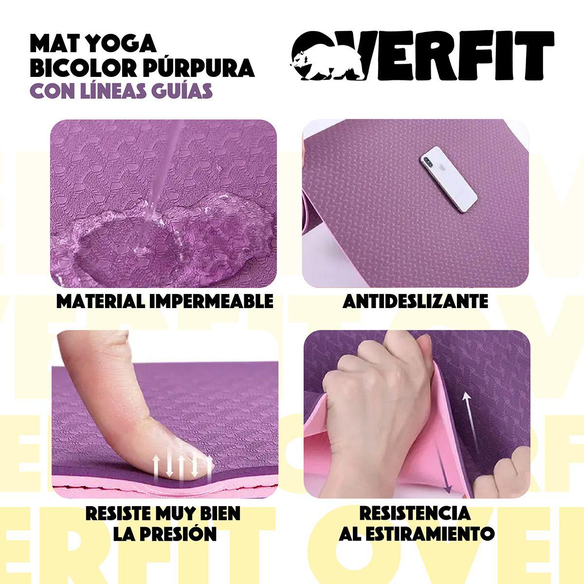 Mat Yoga Tpe 8mm Overfit Ejercicio Alfombra Con Lineas Guia-5