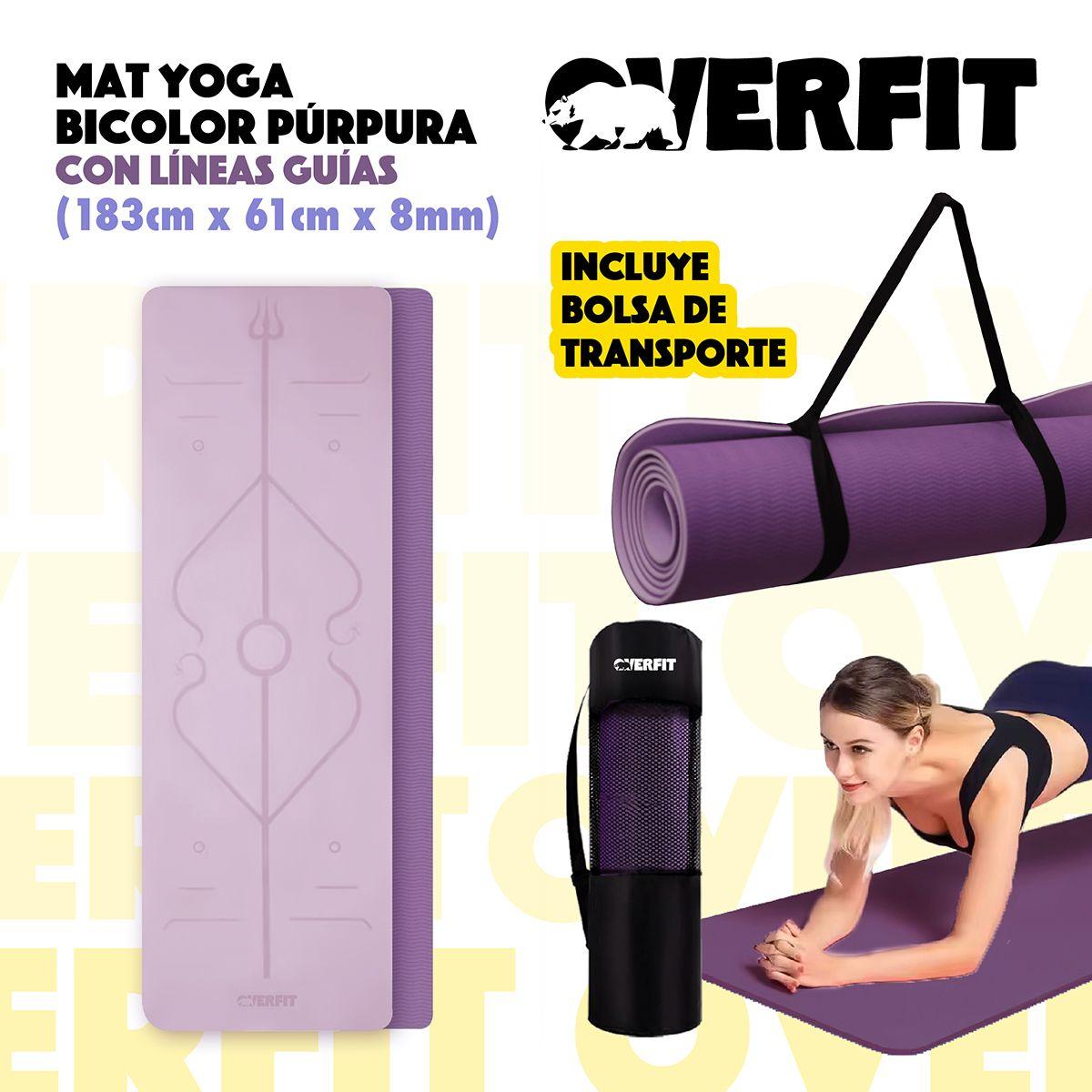 Mat Yoga Tpe 8mm Overfit Ejercicio Alfombra Con Lineas Guia-6