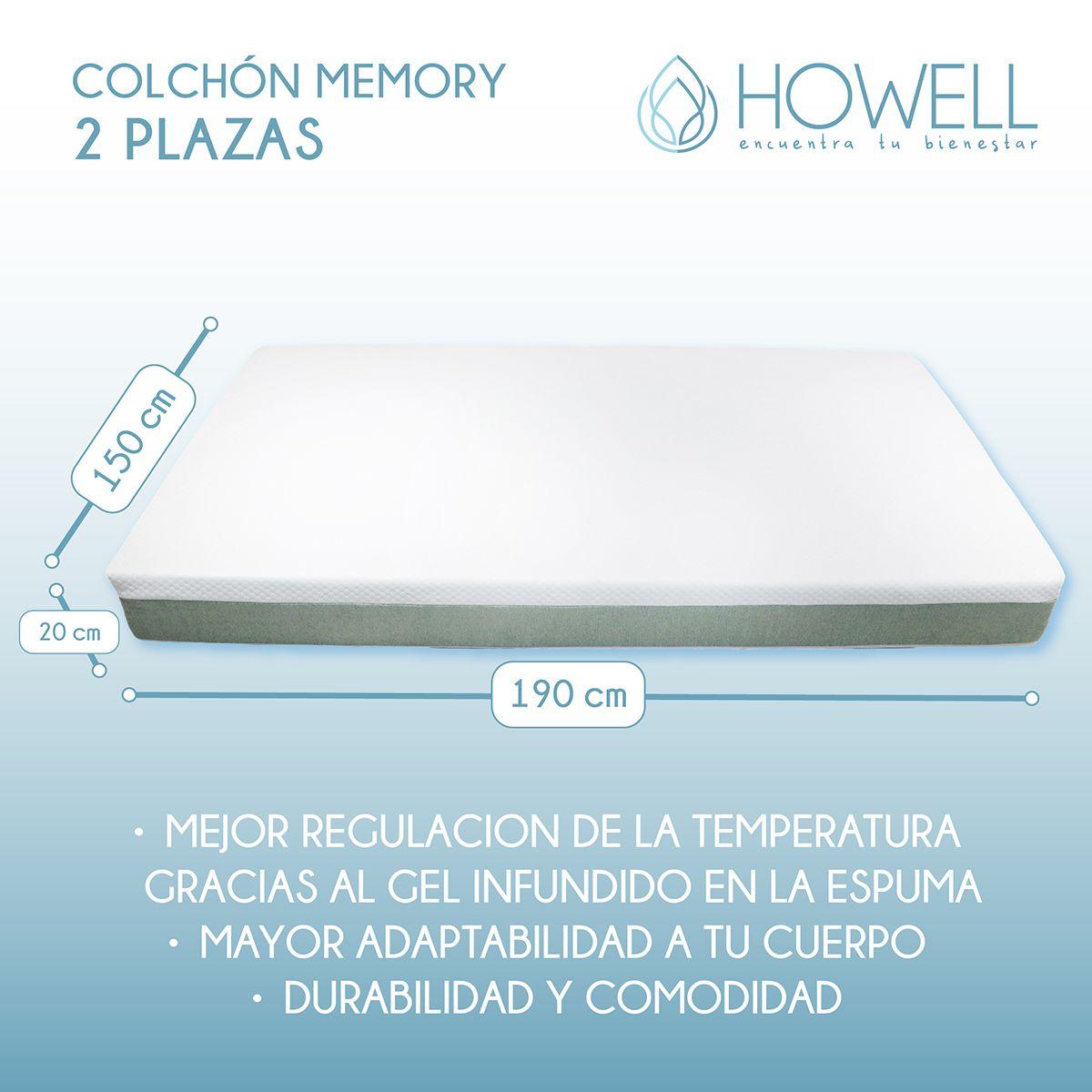 Colchon Memory Foam Espuma Viscoelastica 20cm Howell 2 Plaz-2