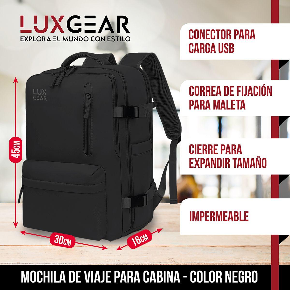 Mochila De Viaje Expansible Luxgear NomadLifeV2 Impermeable - Negro-1