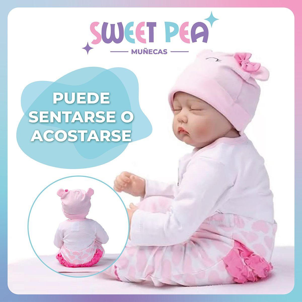 Bebé Reborn Ojos Cerrados Sweet Pea Realista Silicona 55 Cm-5
