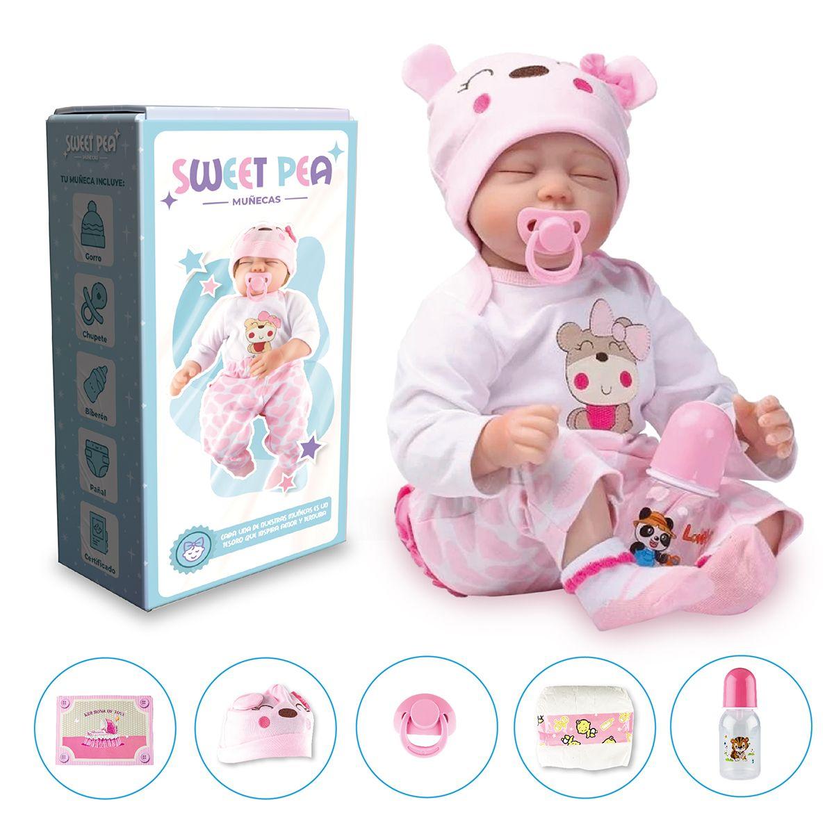 Bebé Reborn Ojos Cerrados Sweet Pea Realista Silicona 55 Cm-0