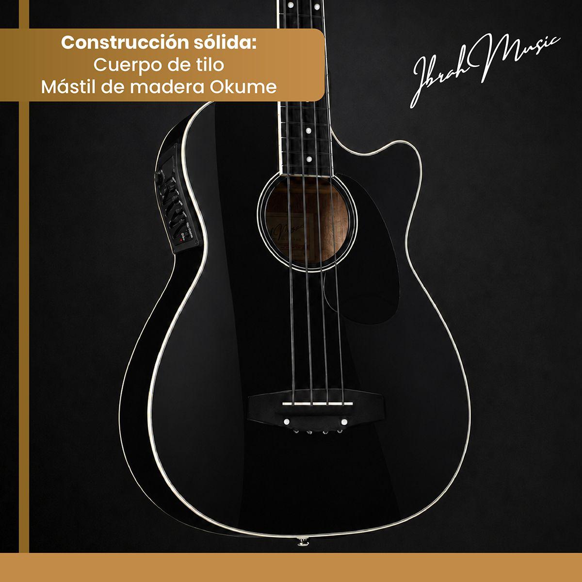 Bajo Electroacustico Ibrah Music 43 Pulgadas Negro Con Funda De Transporte Y Pack Accesesorios-3