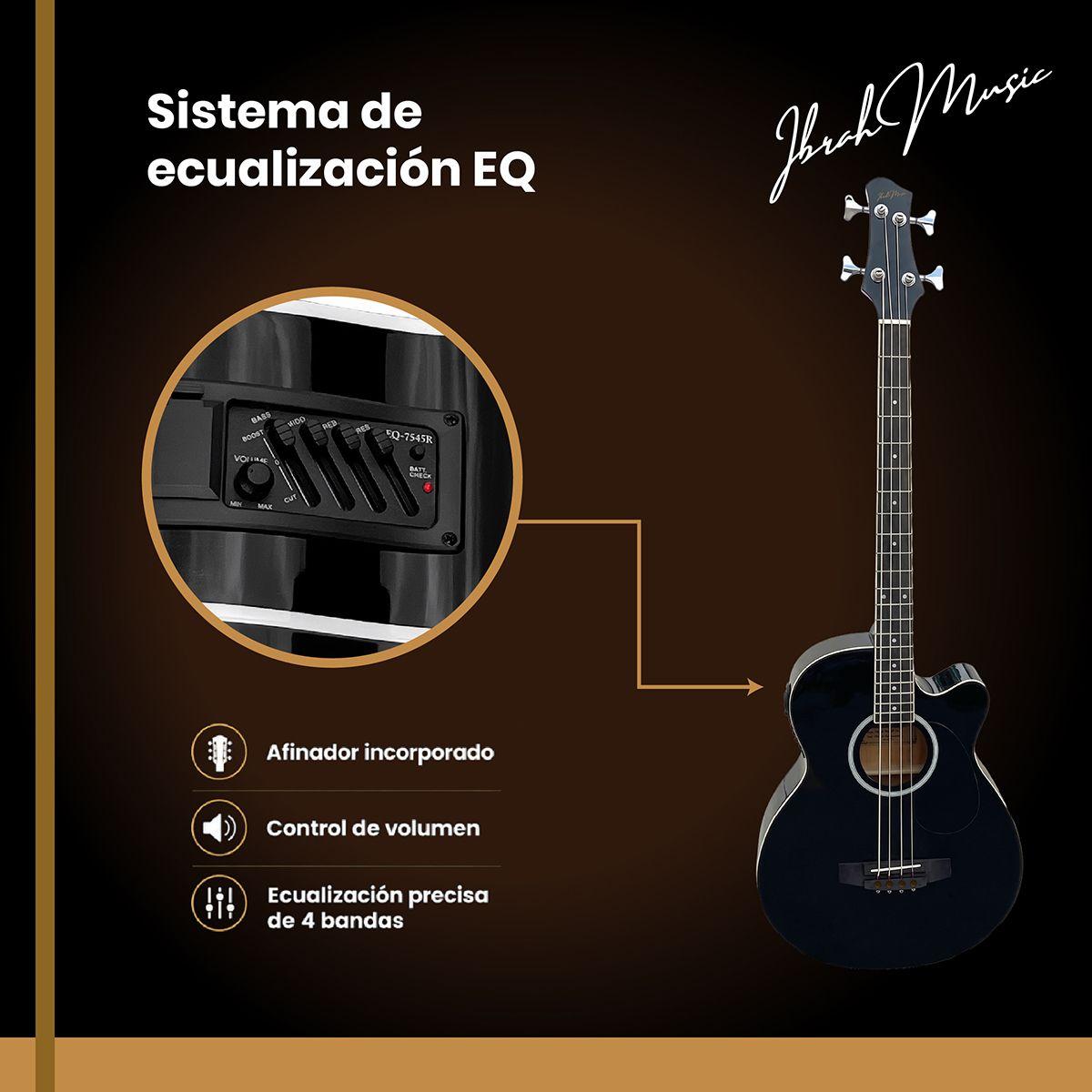 Bajo Electroacustico Ibrah Music 43 Pulgadas Negro Con Funda De Transporte Y Pack Accesesorios-4
