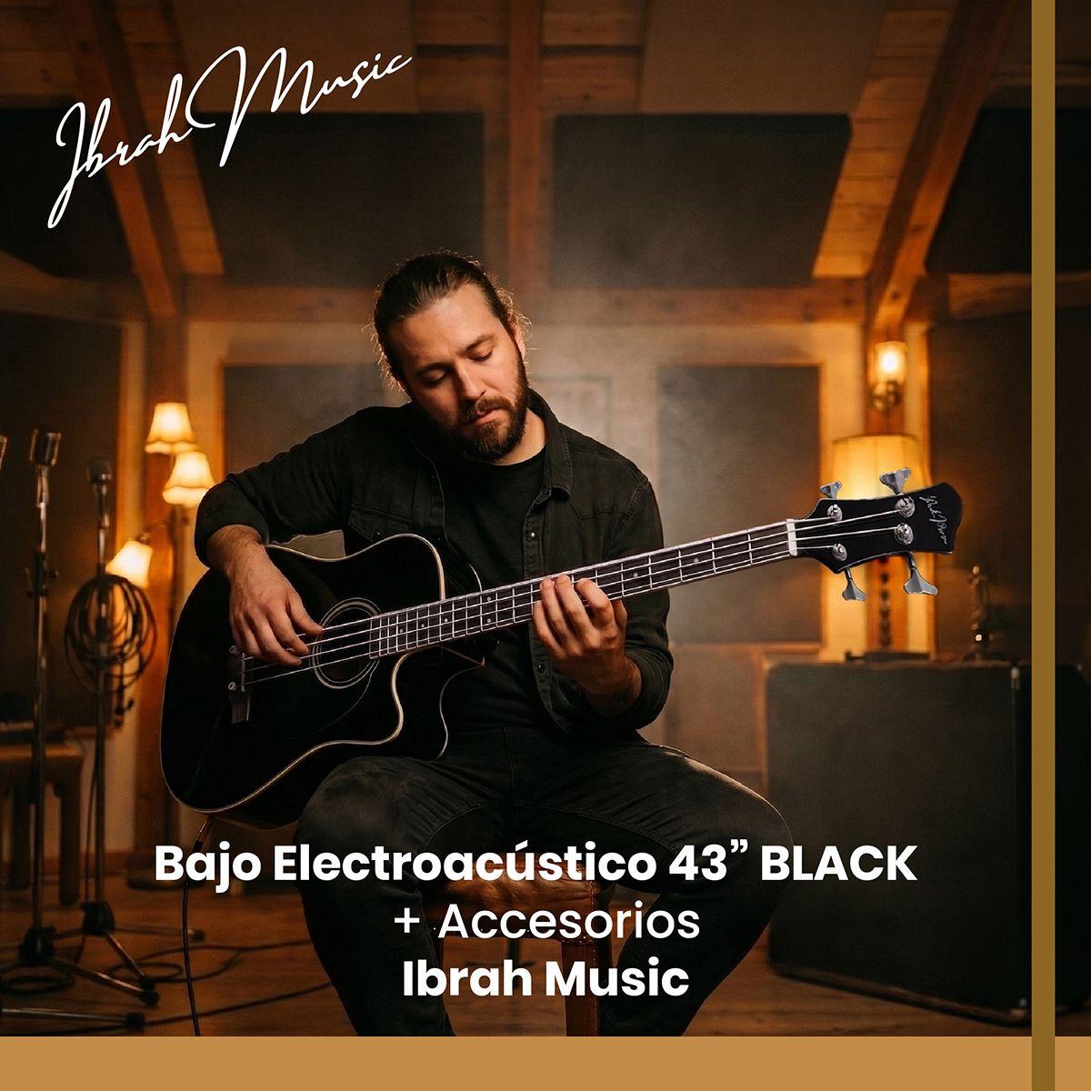Bajo Electroacustico Ibrah Music 43 Pulgadas Negro Con Funda De Transporte Y Pack Accesesorios-6