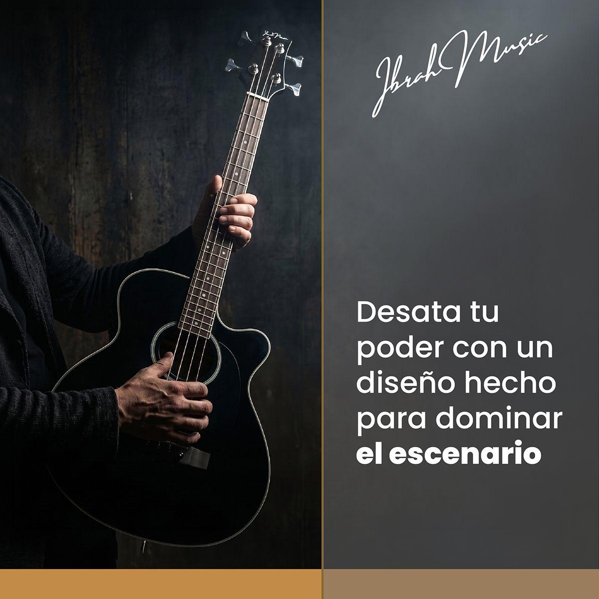 Bajo Electroacustico Ibrah Music 43 Pulgadas Negro Con Funda De Transporte Y Pack Accesesorios-8