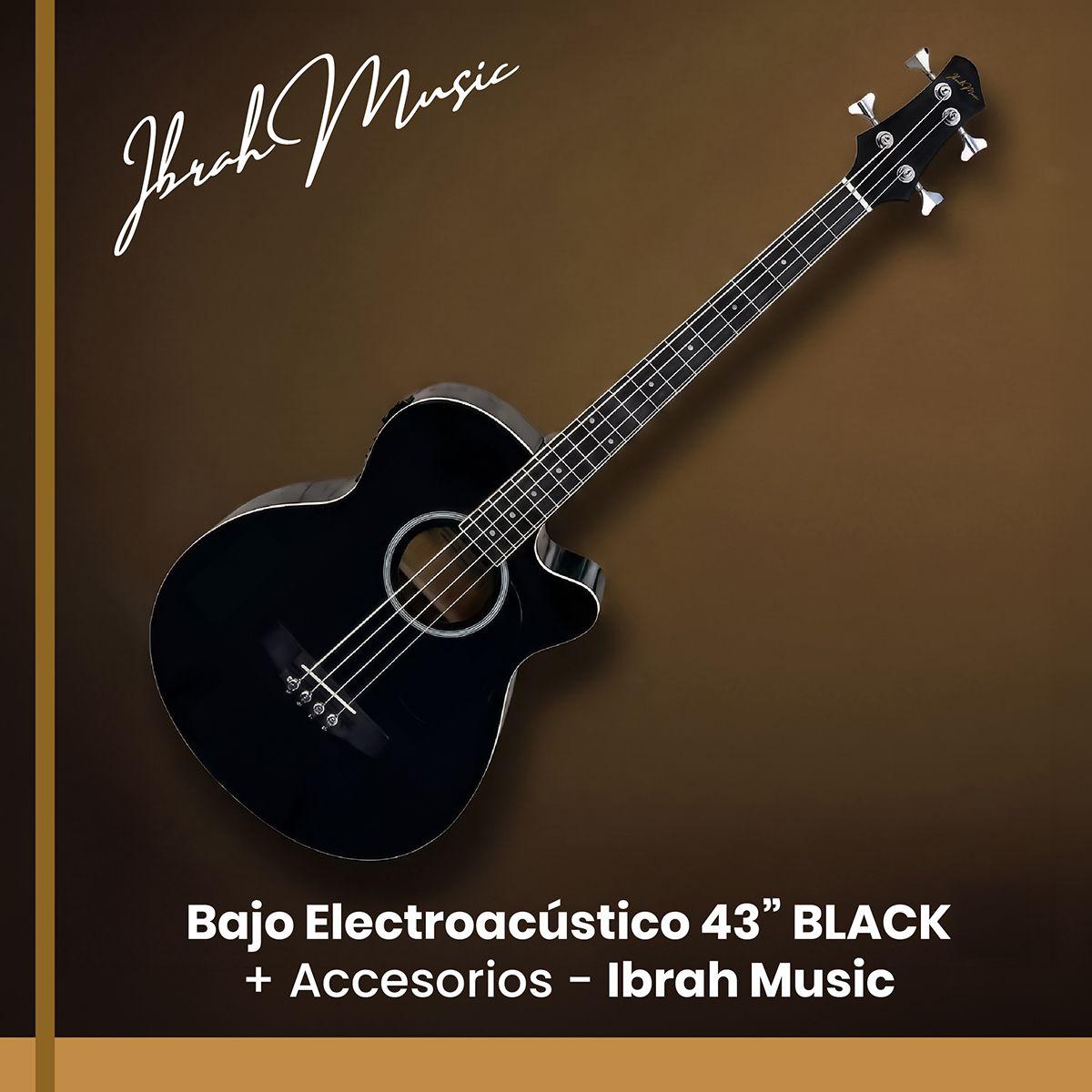 Bajo Electroacustico Ibrah Music 43 Pulgadas Negro Con Funda De Transporte Y Pack Accesesorios-3