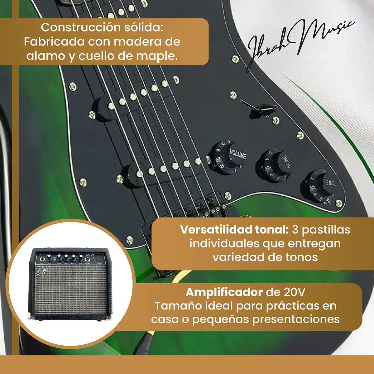 Guitarra Eléctrica Stratocaster Ibrah + Amplif + Accesorios-2
