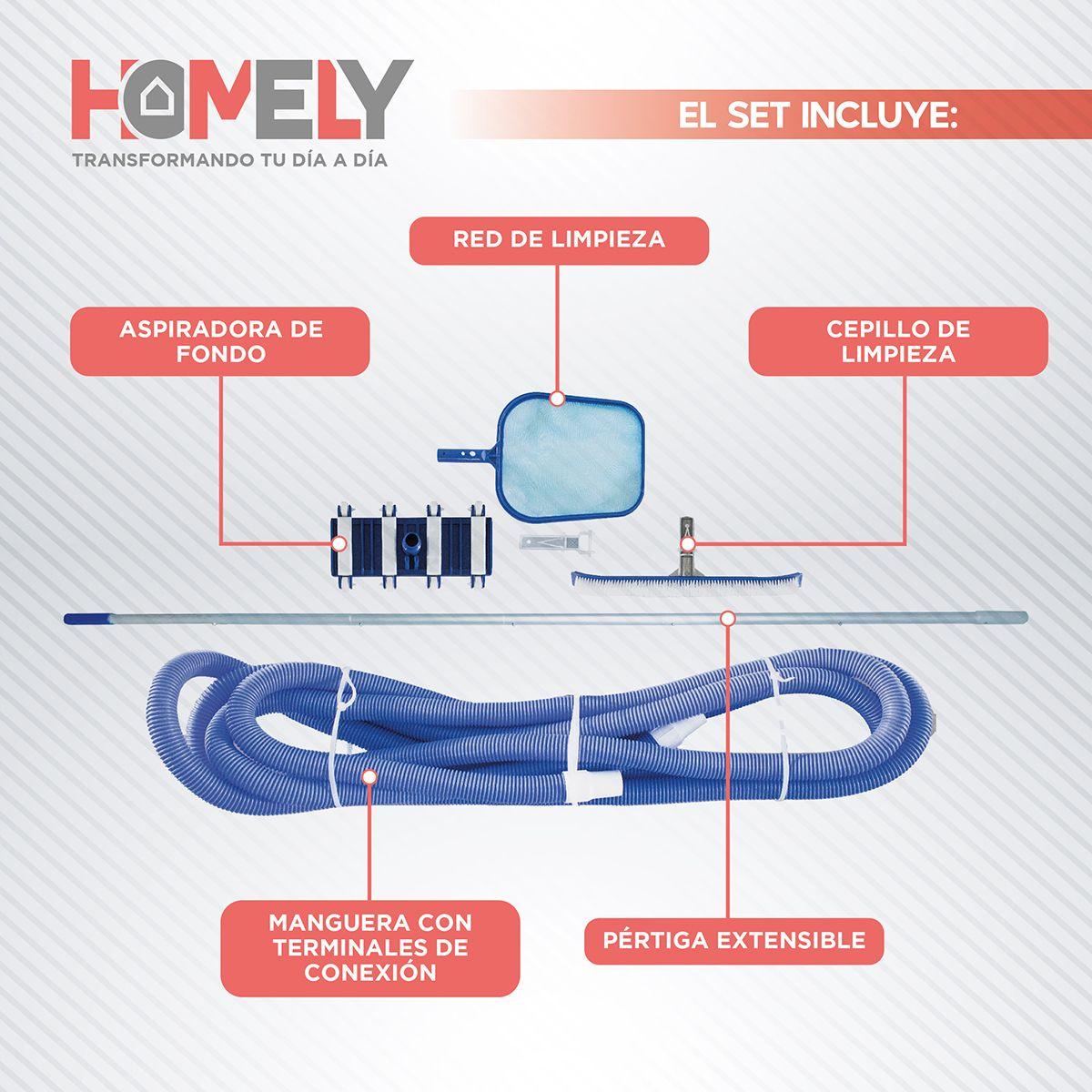 Limpiafondos Piscina Homely + Pértiga 2.4m + Accesorios-2