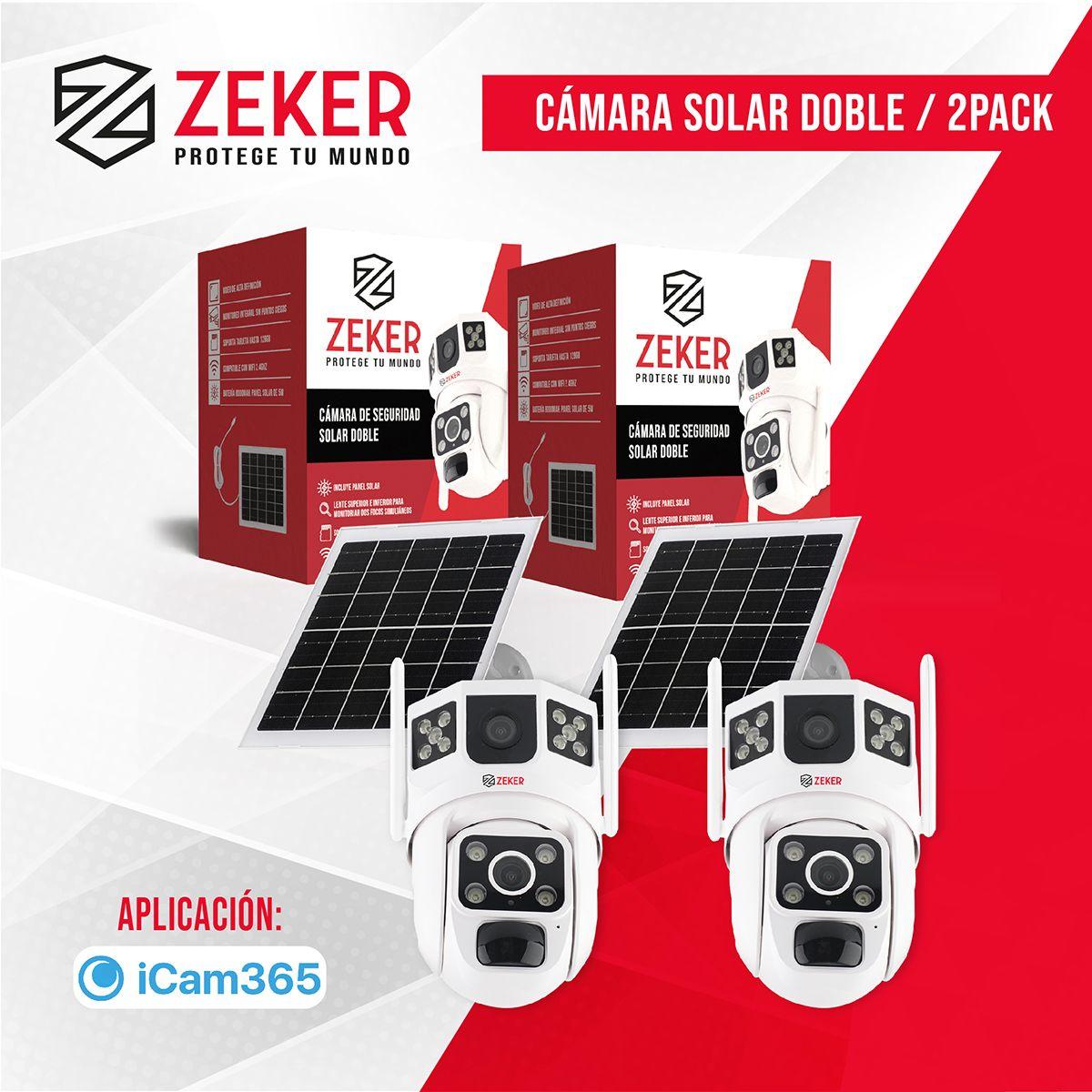 Camara De Seguridad Solar Vigilancia Doble Zeker 3MP Pack X2-7