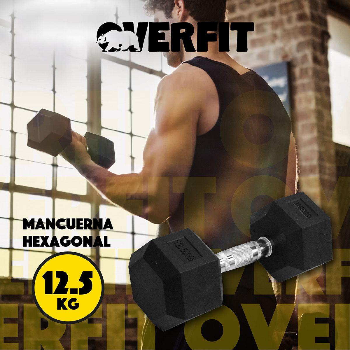 Mancuerna Hexagonal 12.5 Kg Acero Y Caucho Overfit-7