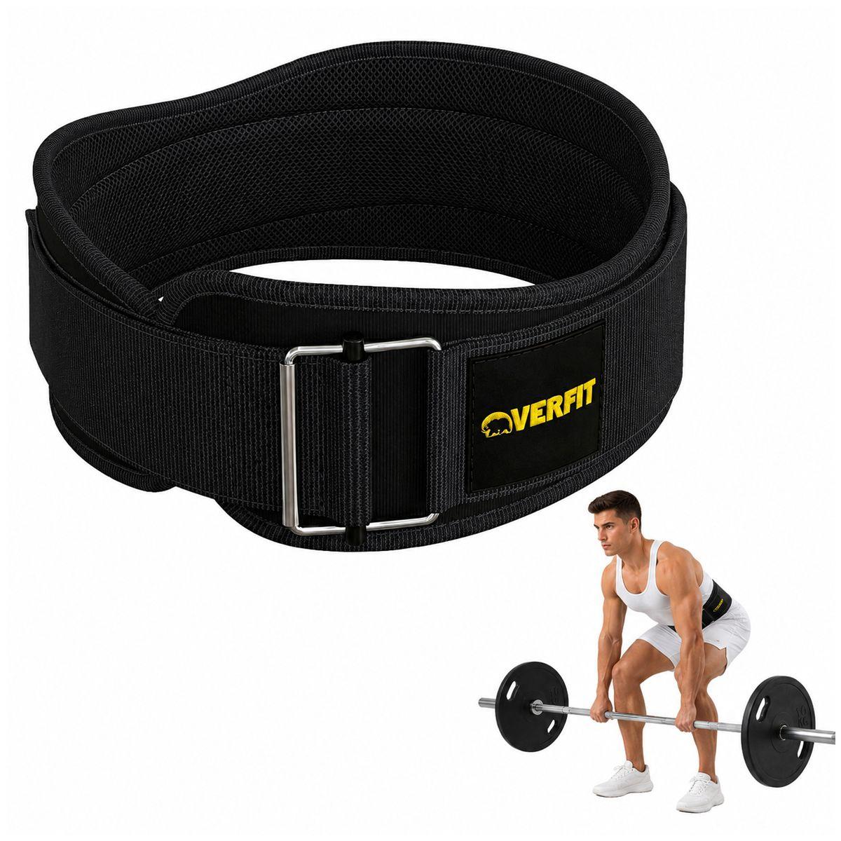 Cinturon Levantamiento De Pesas Gym Overfit Lumbar Crossfit Ajustable Negro M-0
