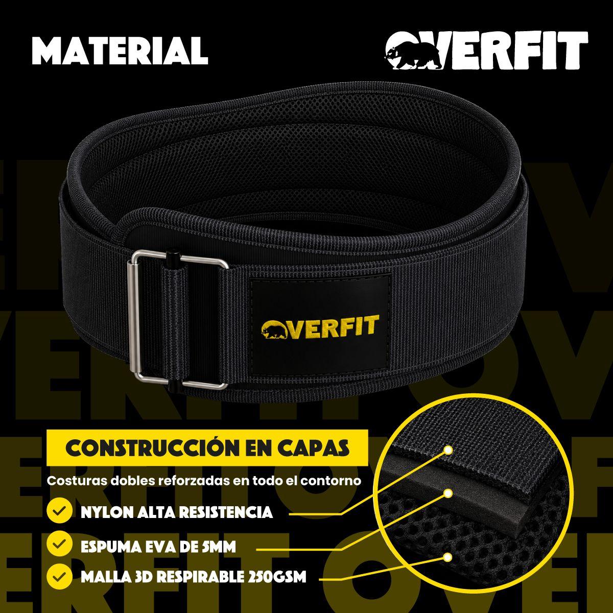 Cinturon Levantamiento De Pesas Gym Overfit Lumbar Crossfit Ajustable Negro M-3