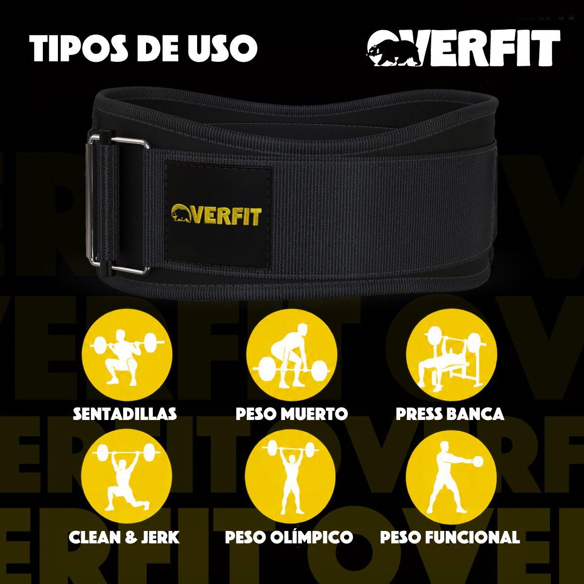 Cinturon Levantamiento De Pesas Gym Overfit Lumbar Crossfit Ajustable Negro M-4