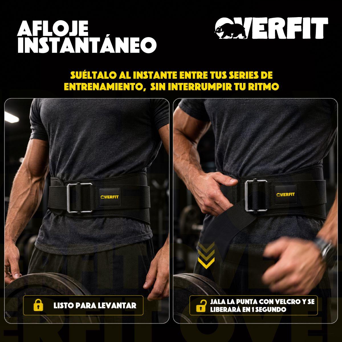 Cinturon Levantamiento De Pesas Gym Overfit Lumbar Crossfit Ajustable Negro M-6