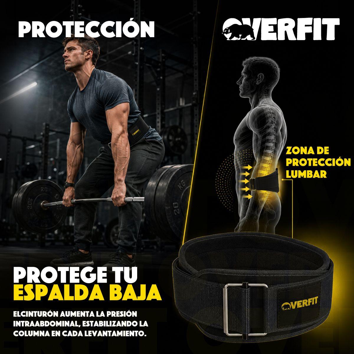 Cinturon Levantamiento De Pesas Gym Overfit Lumbar Crossfit Ajustable Negro M-7
