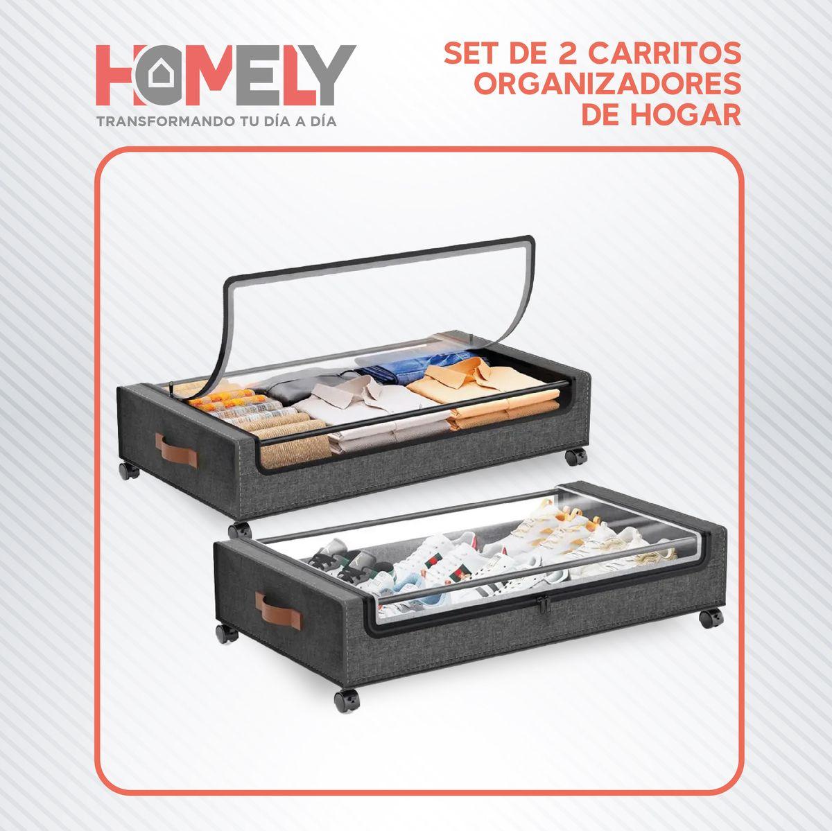 Cajas Organizadoras Bajo Cama Homely Carrito Ruedas 48L X2-9