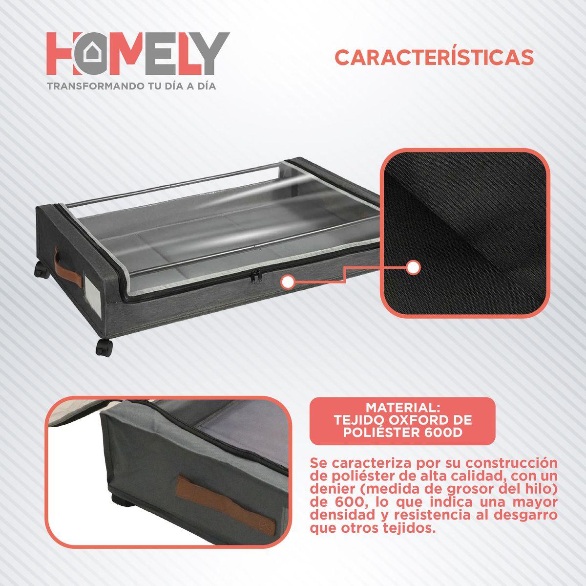 Cajas Organizadoras Bajo Cama Homely Carrito Ruedas 48L X2-4