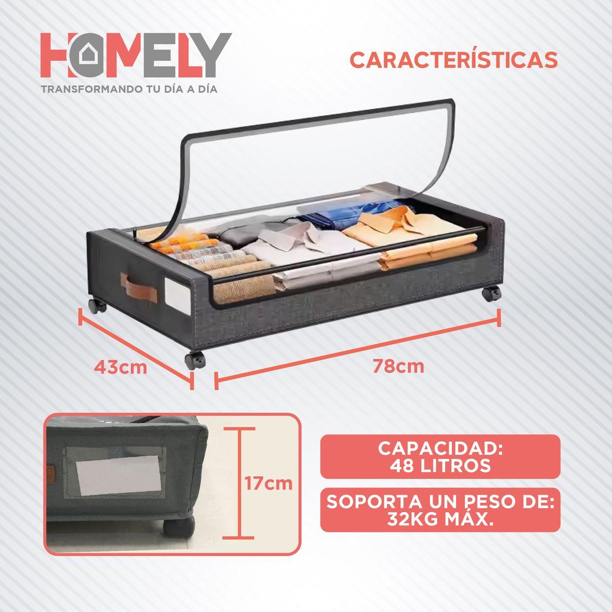Cajas Organizadoras Bajo Cama Homely Carrito Ruedas 48L X2-1