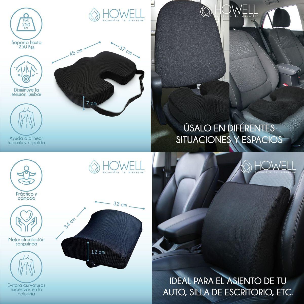 Cojin Lumbar Viscoelástico Asiento + Cojin Espalda Howell-1