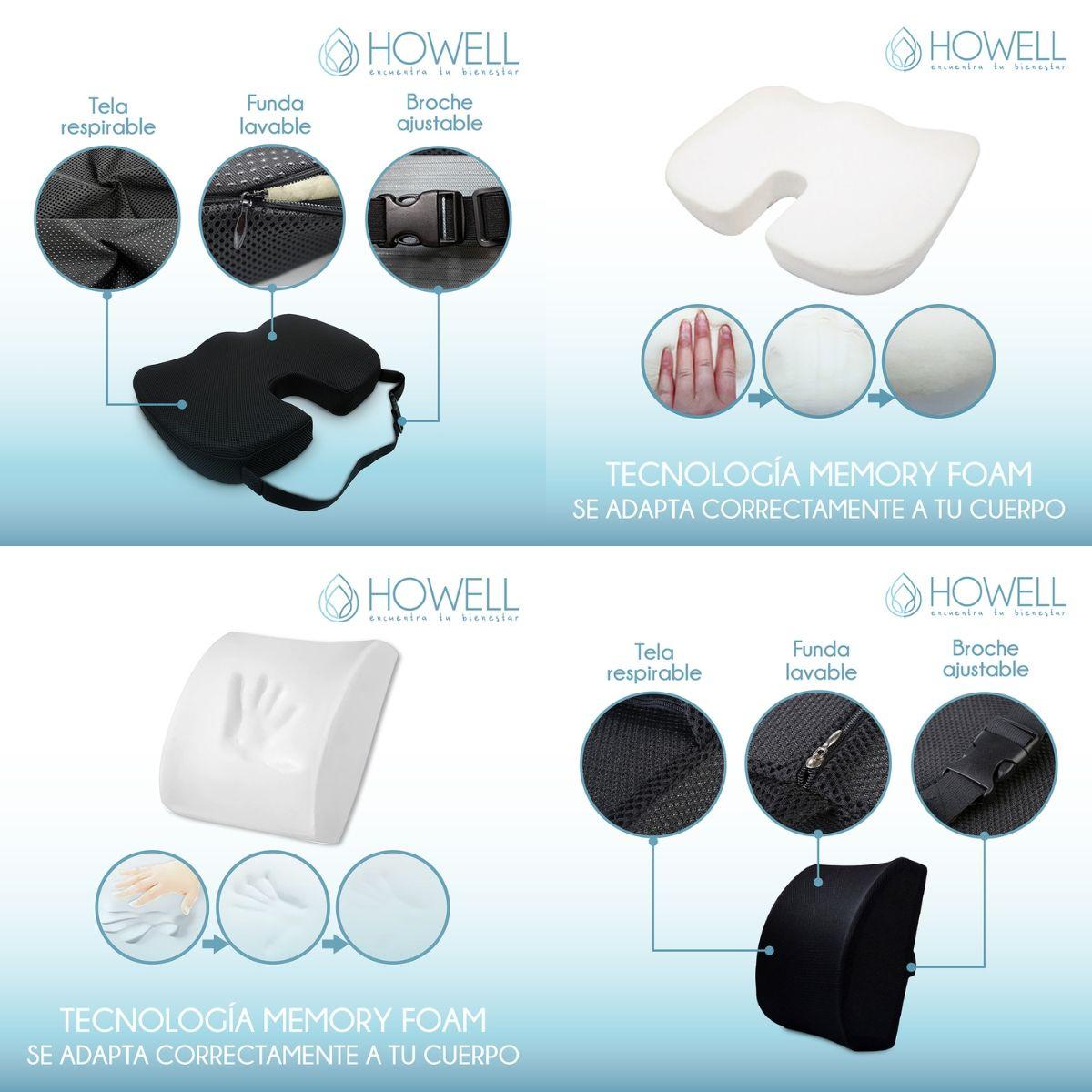 Cojin Lumbar Viscoelástico Asiento + Cojin Espalda Howell-2