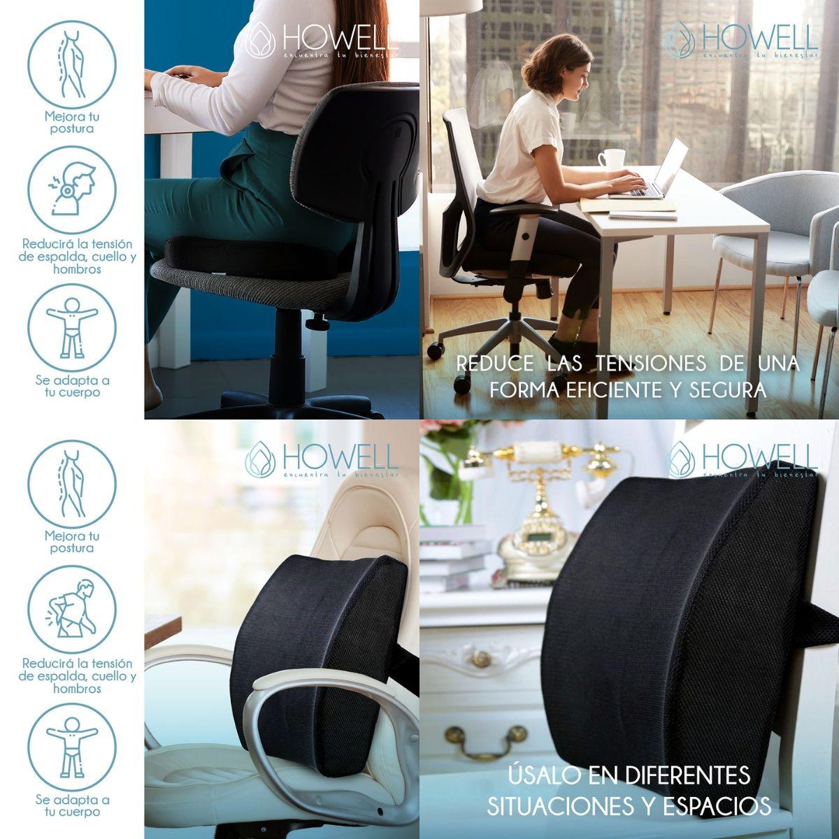 Cojin Lumbar Viscoelástico Asiento + Cojin Espalda Howell-4