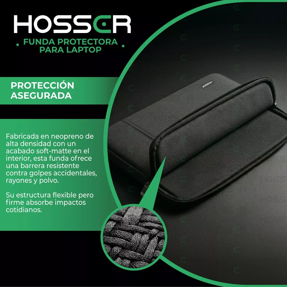 Funda Notebook 13 - 14 Pulgadas Hosser Bolsa Protectora Laptop Portatil Negro -3