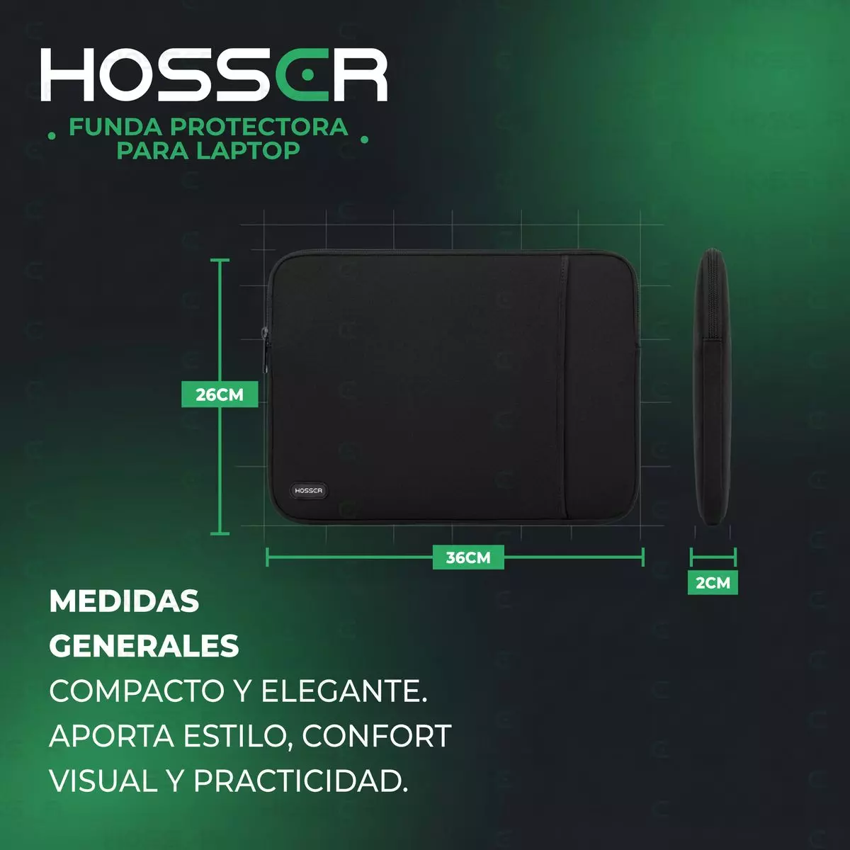 Funda Notebook 13 - 14 Pulgadas Hosser Bolsa Protectora Laptop Portatil Negro -4
