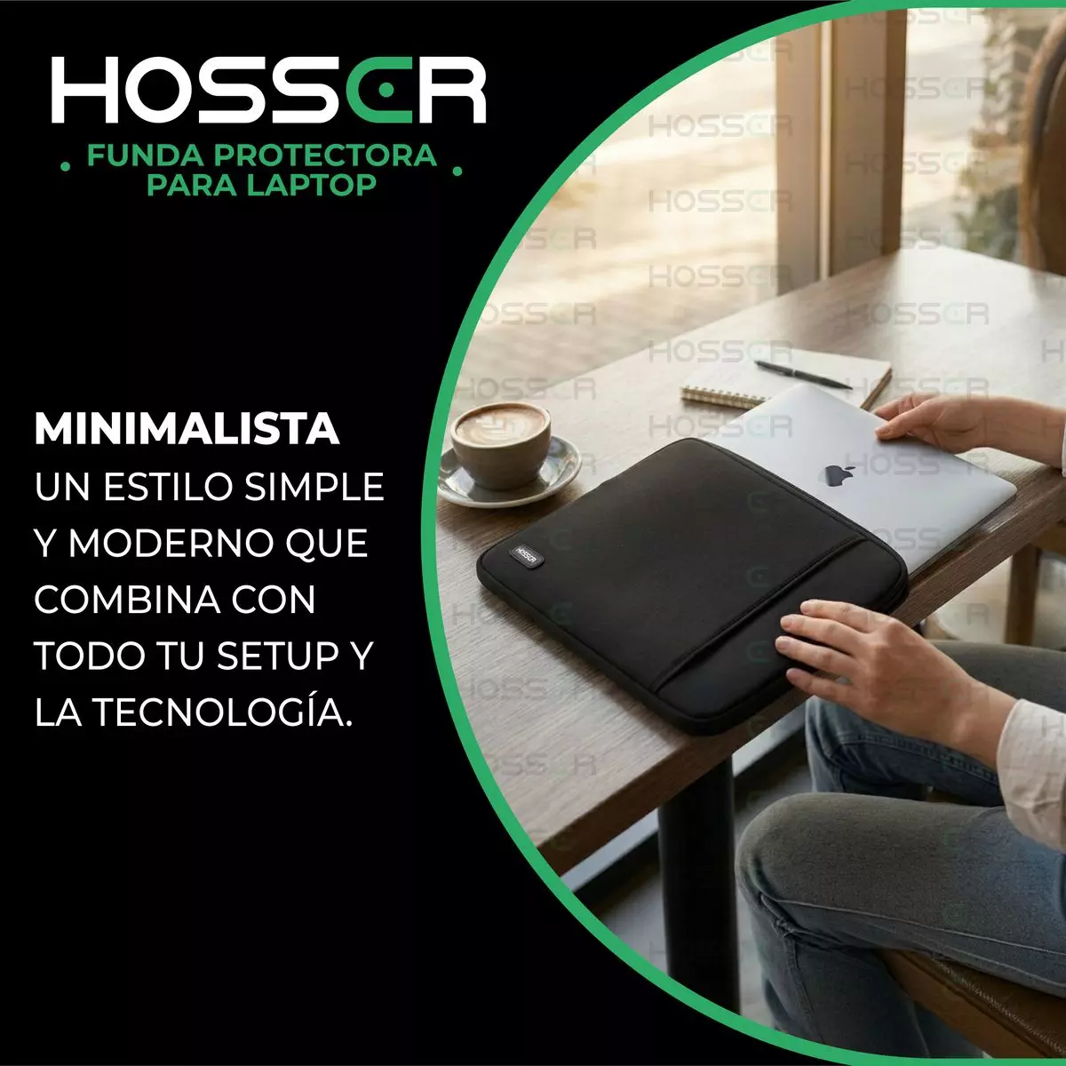 Funda Notebook 13 - 14 Pulgadas Hosser Bolsa Protectora Laptop Portatil Negro -6