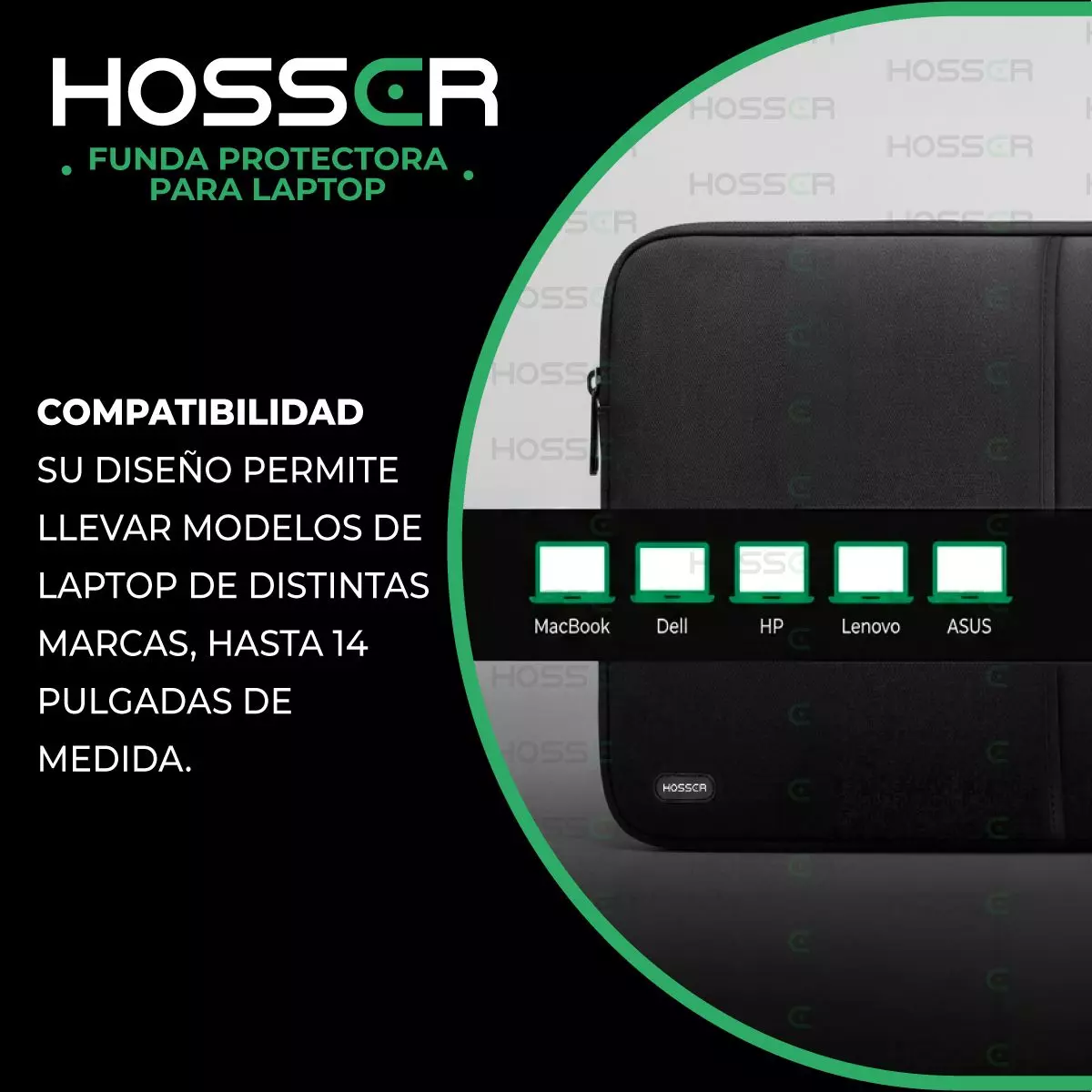 Funda Notebook 13 - 14 Pulgadas Hosser Bolsa Protectora Laptop Portatil Negro -7