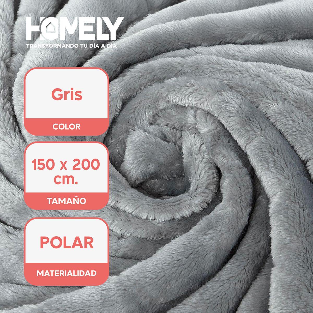 Frazada Polar Termica 2 Plazas Homely Manta 150x200cm Gris-1