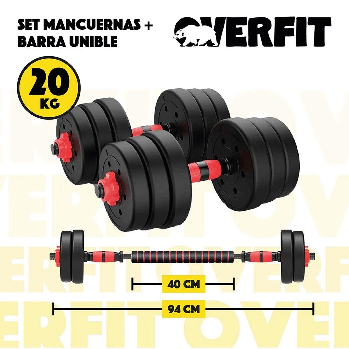 Set Mancuernas Y Barra Unibles 20kg Fitness Pesas Ajustables-1