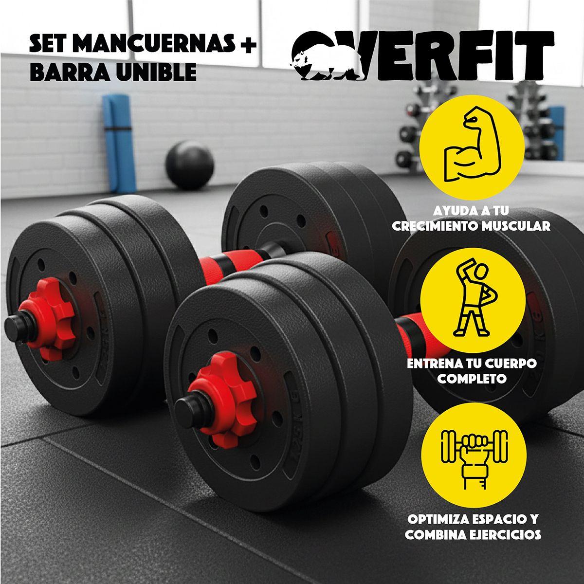 Set Mancuernas Y Barra Unibles 20kg Fitness Pesas Ajustables-3