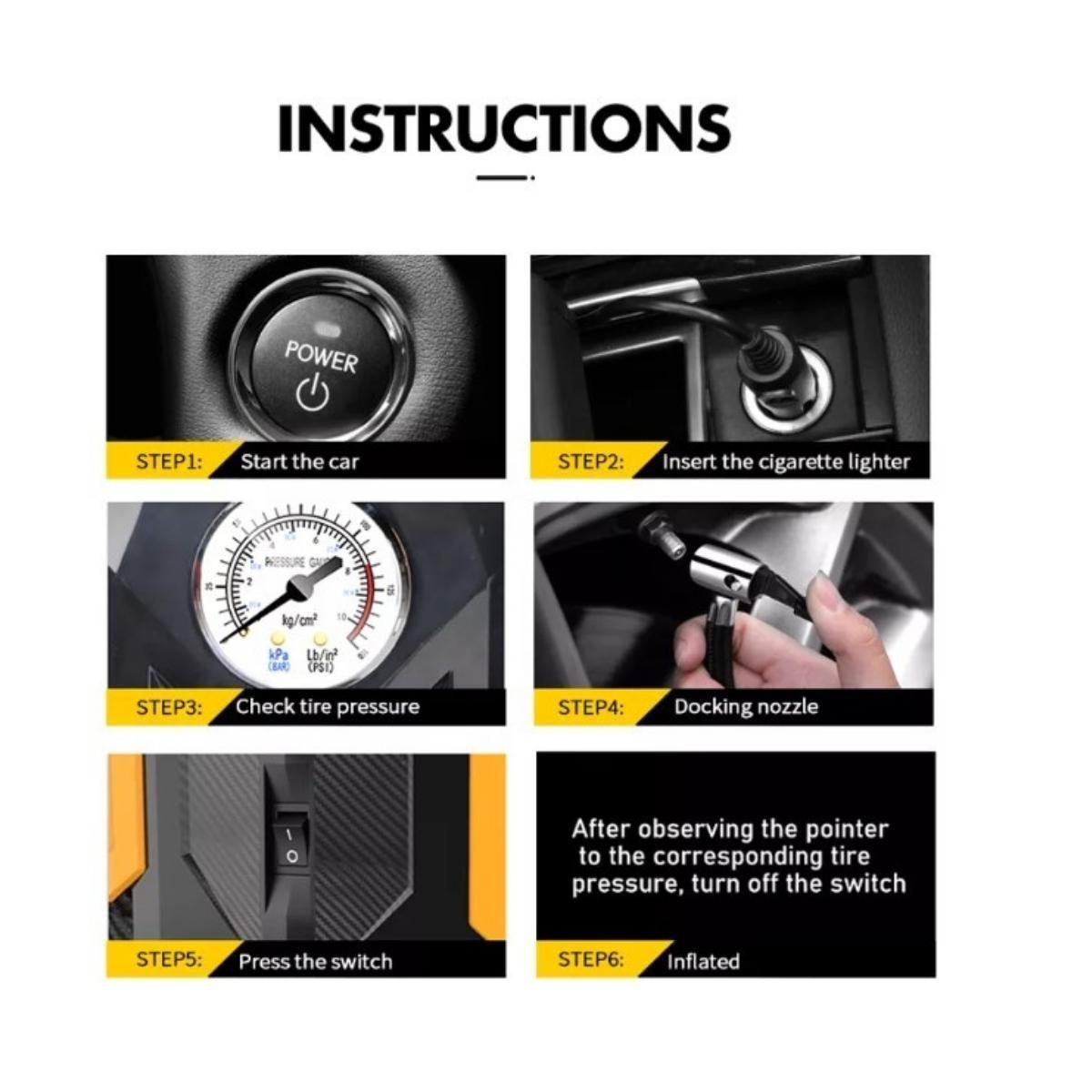 Compresor Aire Auto Portatil Inflador De Neumaticos 12V-7