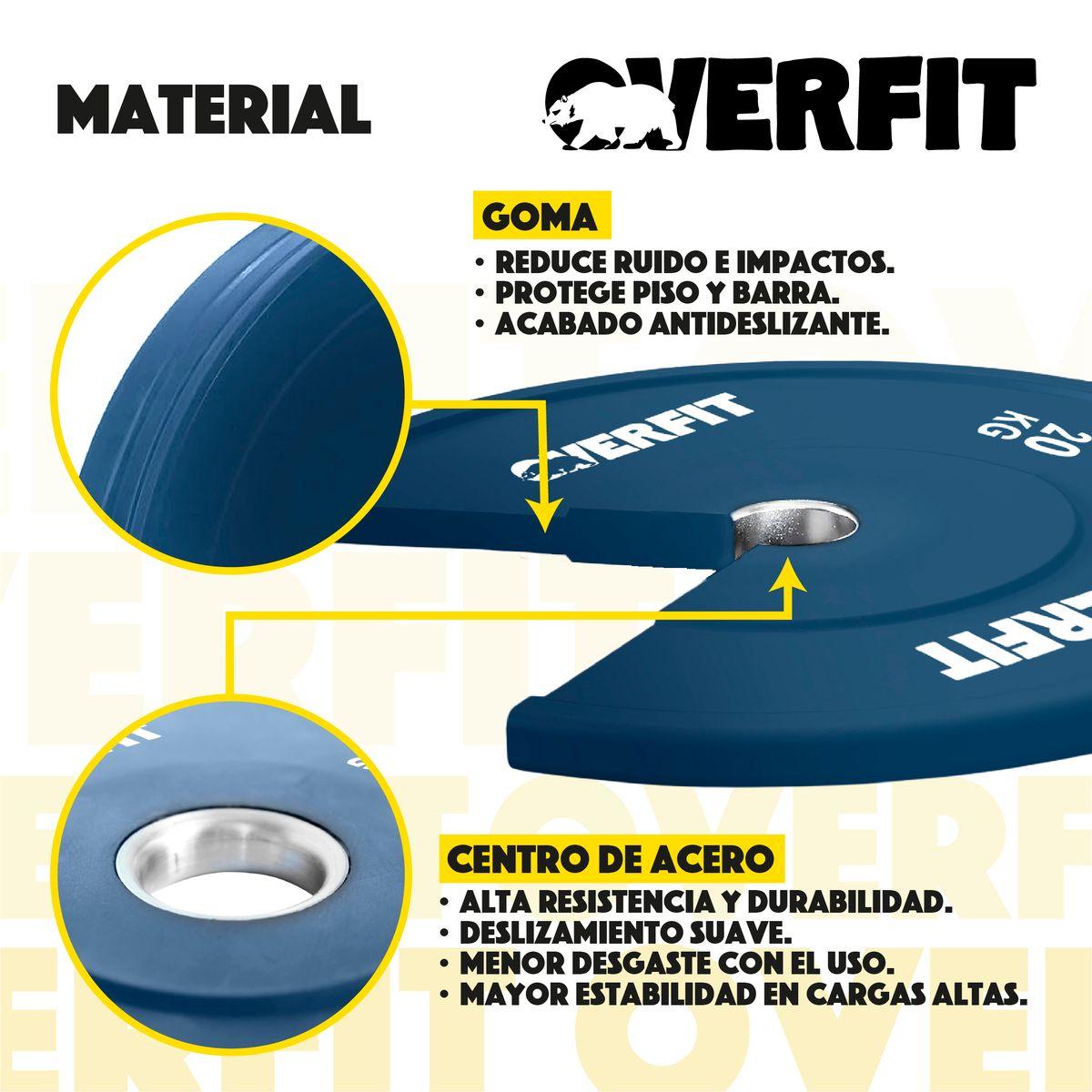 Disco Pesa Olimpica Goma Overfit 20kg Antideslizante-2
