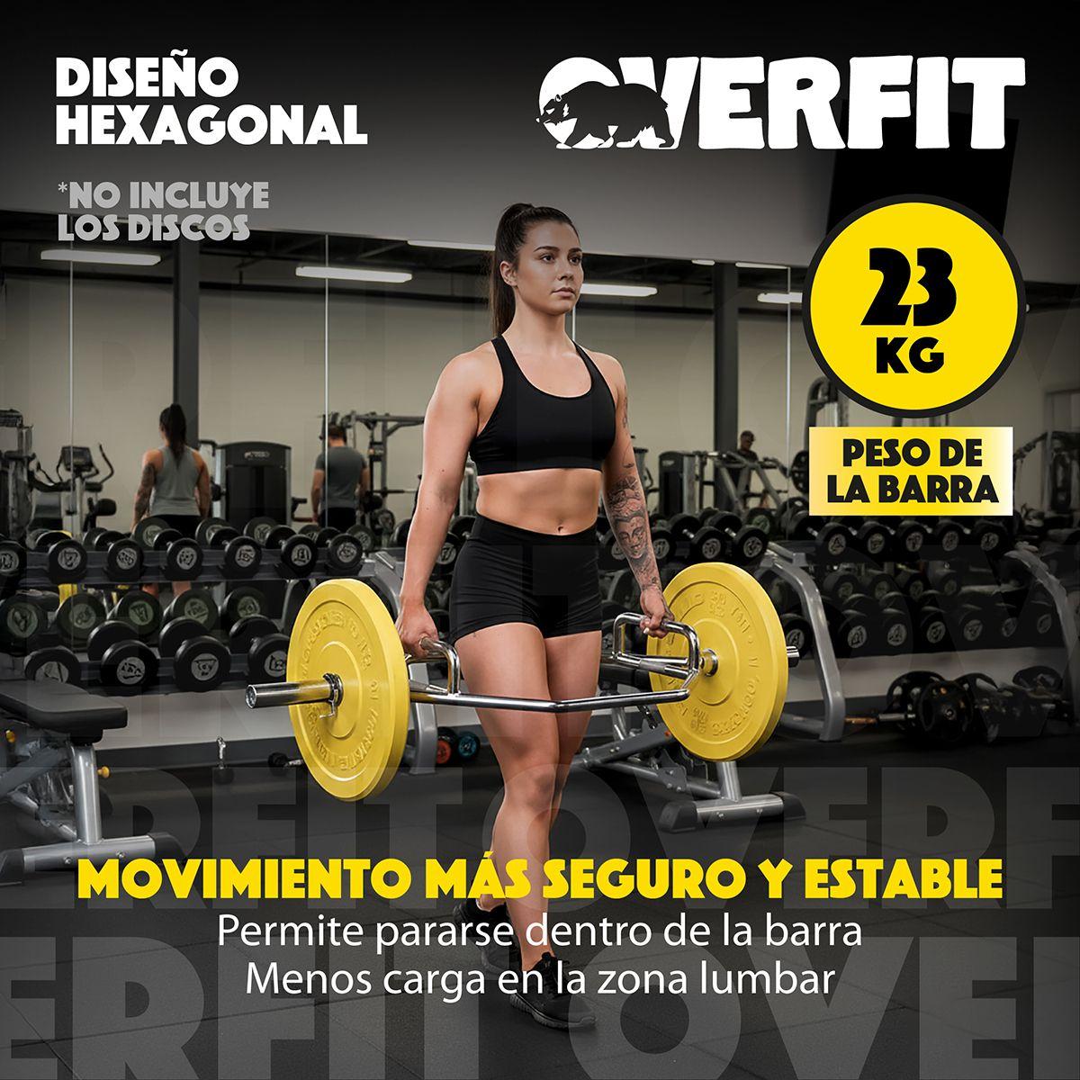 Barra Olimpica Hexagonal 23kg Overfit Acero Peso Muerto-3