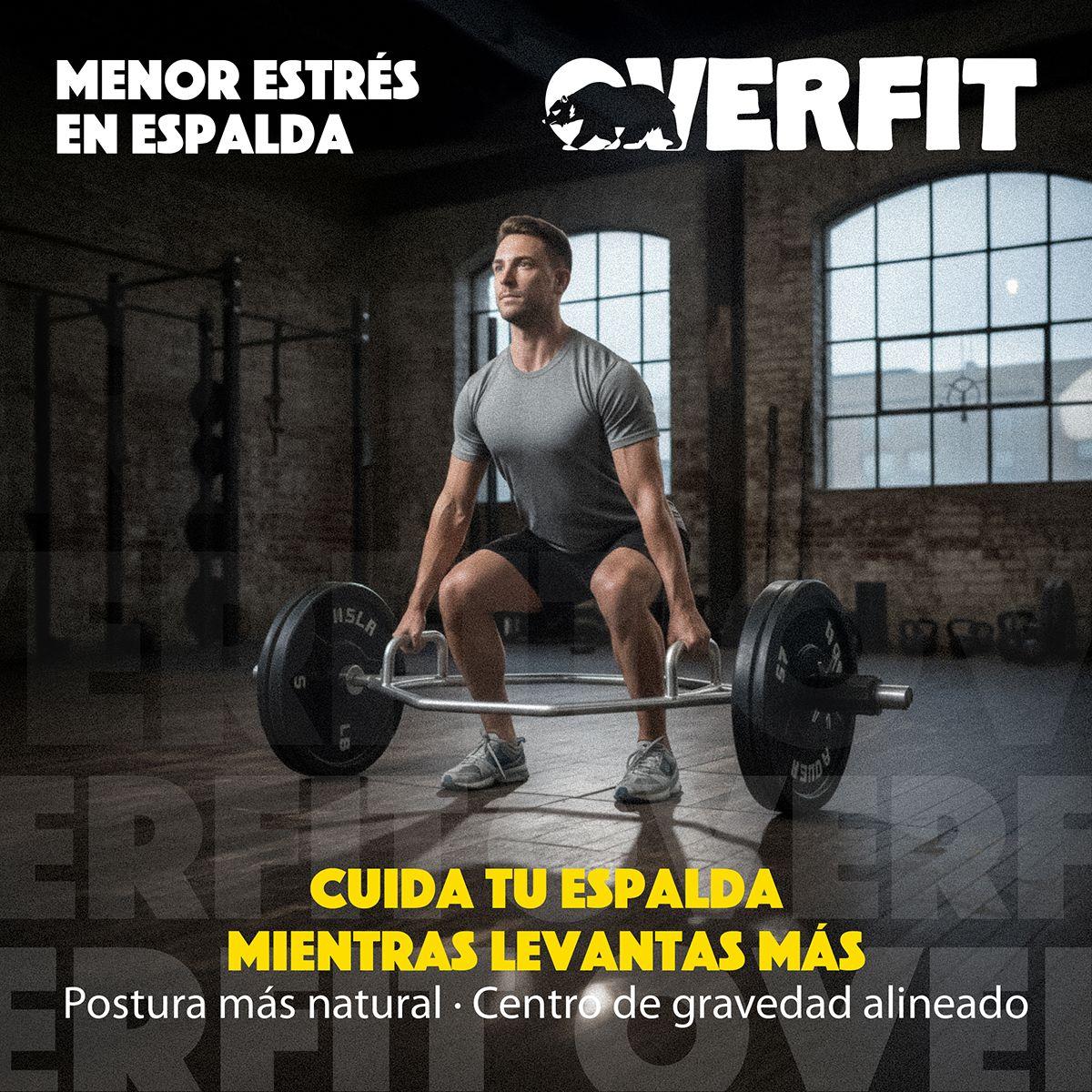 Barra Olimpica Hexagonal 23kg Overfit Acero Peso Muerto-7