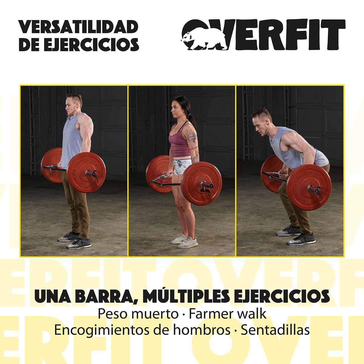 Barra Olimpica Hexagonal 23kg Overfit Acero Peso Muerto-8