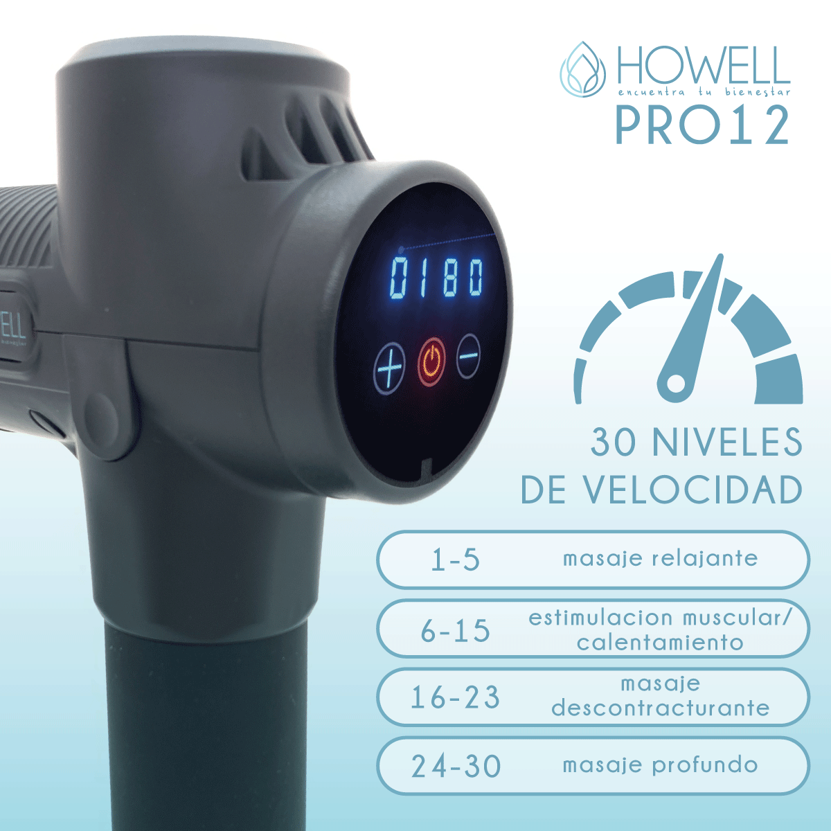 Pistola Masajes Corporal Howell Pro 12 Masajeador Espalda-3