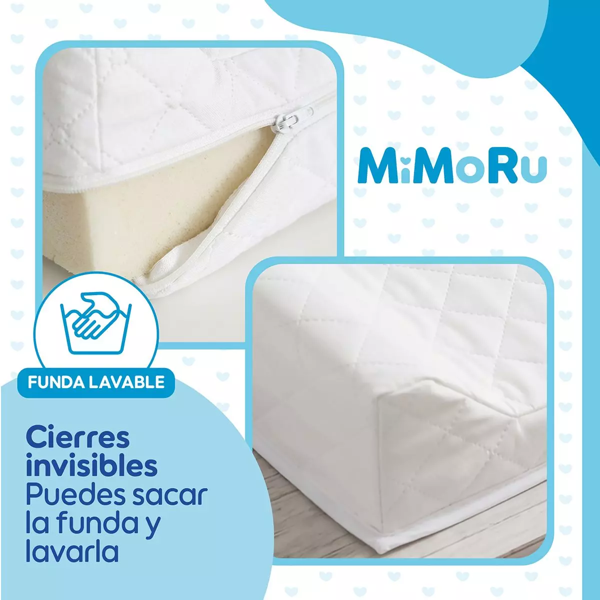 Mudador De Bebe Anatomico Horizontal Mimoru Ergonomico Impermeable Color Blanco -4