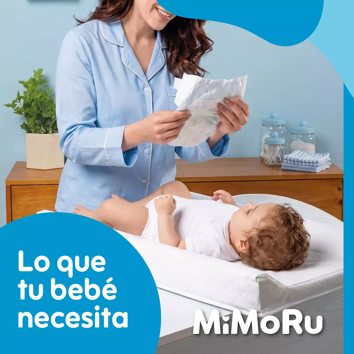 Mudador De Bebe Anatomico Horizontal Mimoru Ergonomico Impermeable Color Blanco -9