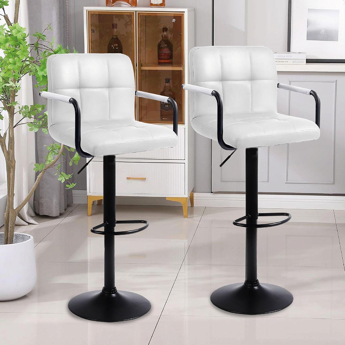Silla De Bar Piso Taburete Homely Noir Comfort 61-81CM  Blanco-4