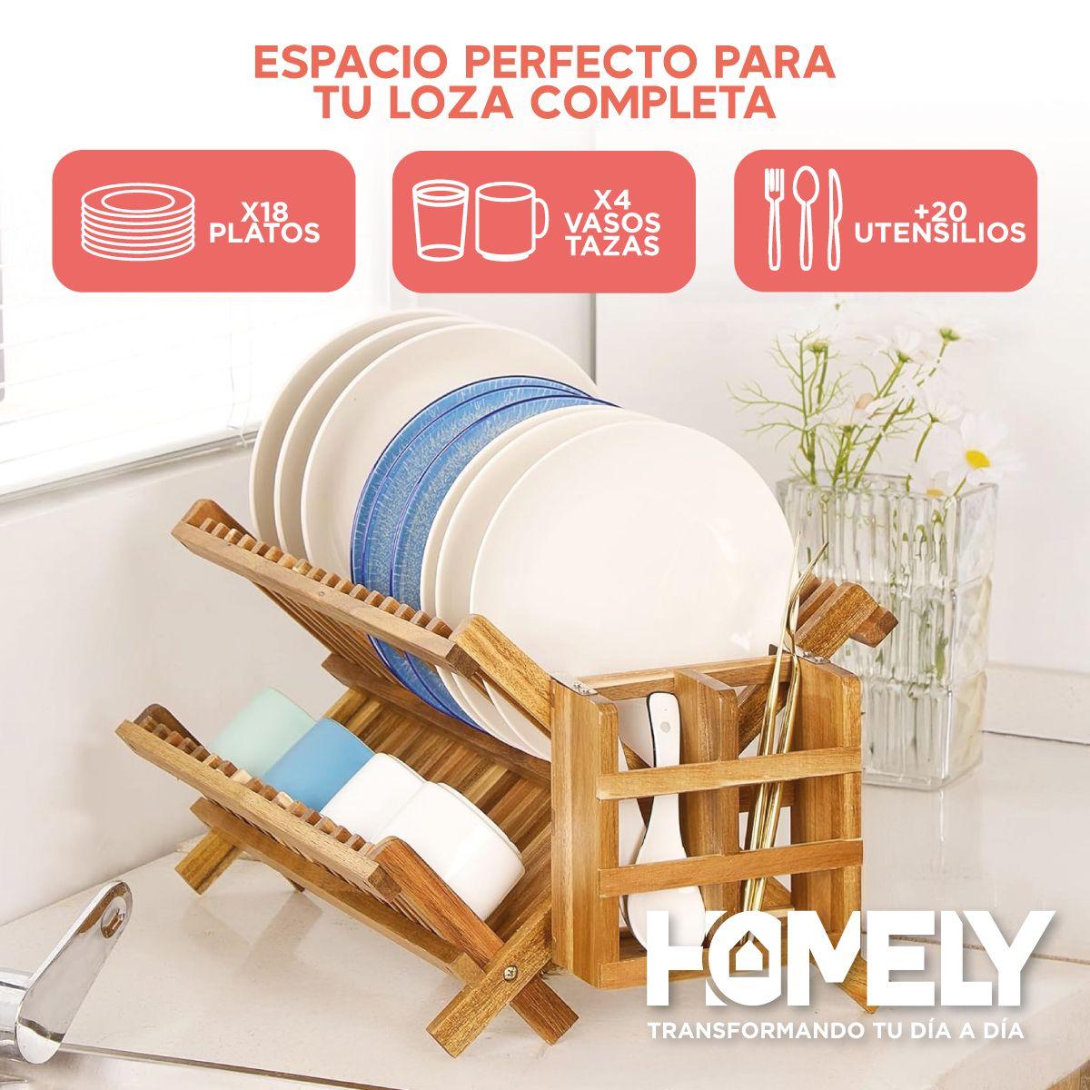 Secaplatos 2 Niveles Bambu Homely Escurridor Portacubiertos-2
