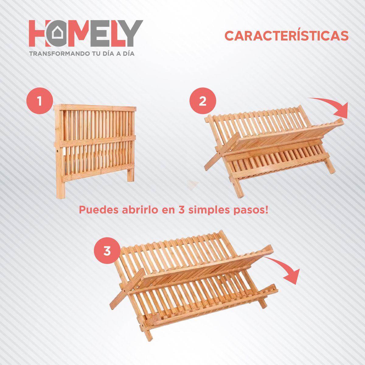 Secaplatos 2 Niveles Bambu Homely Escurridor Portacubiertos-4