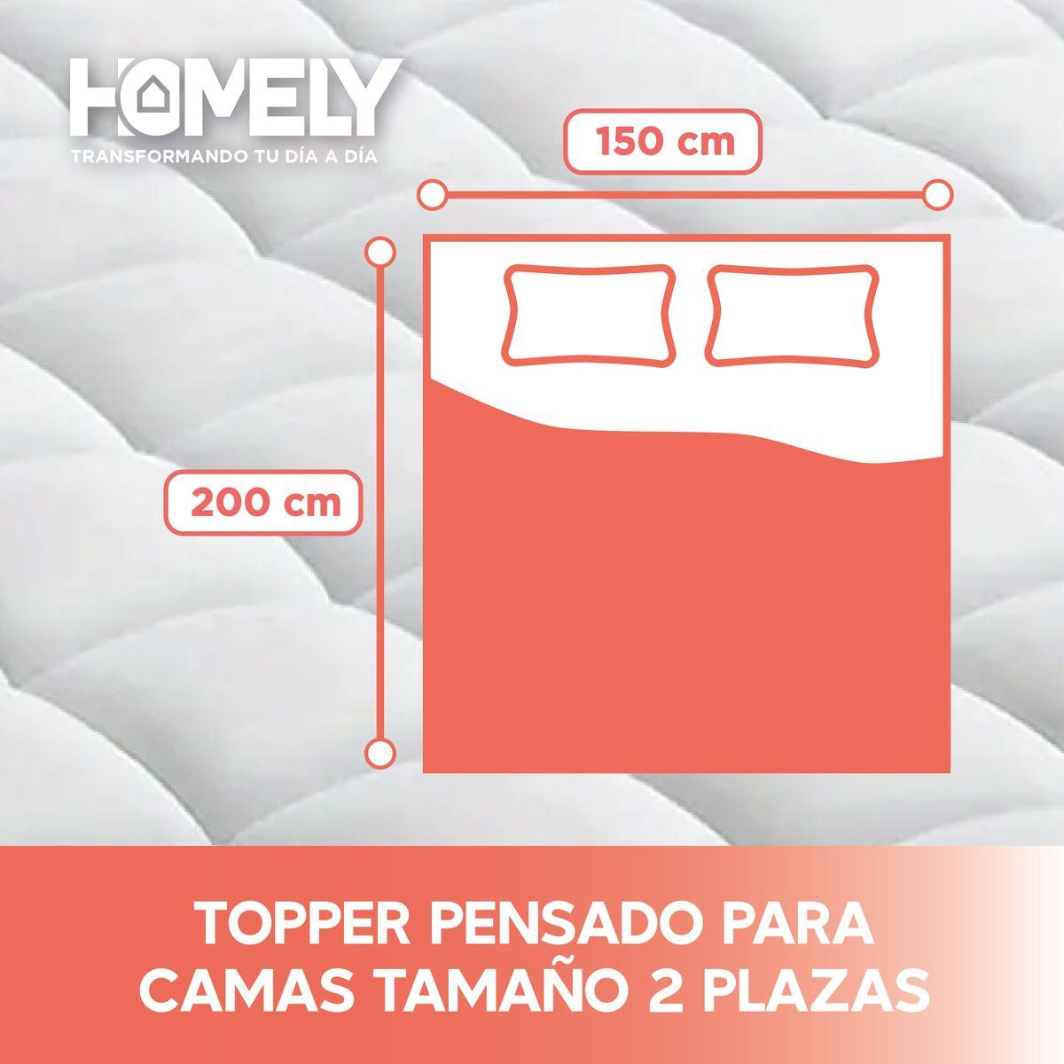 Topper Cubre Colchon 2 Plazas Homely Acolchado Premium-2