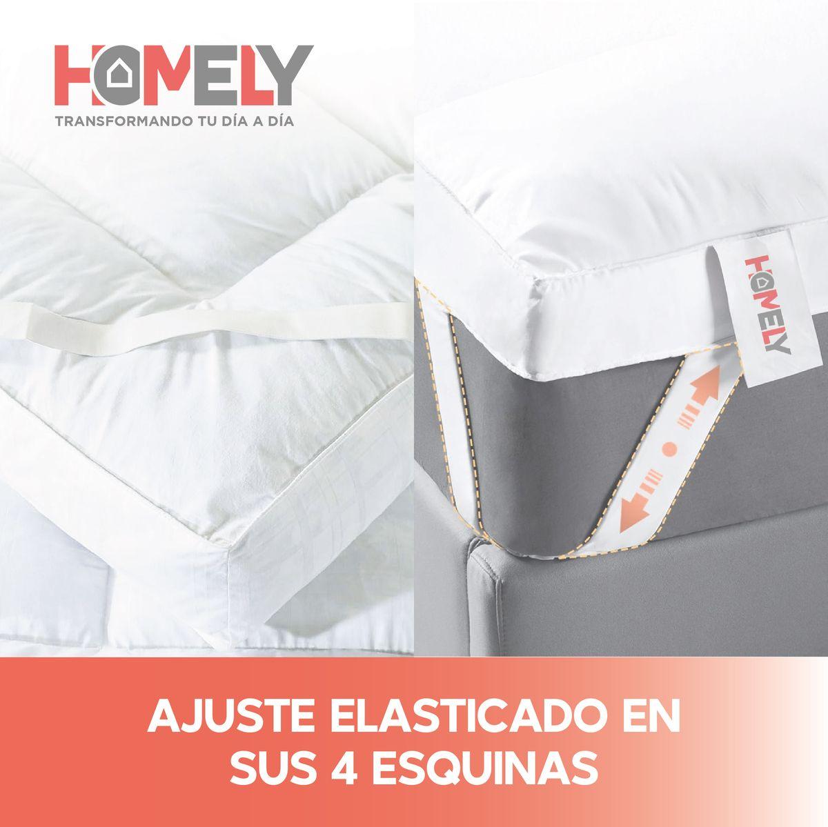 Topper Cubre Colchon 2 Plazas Homely Acolchado Premium-5