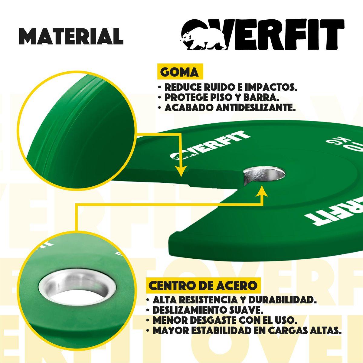 Disco Pesa Olimpica Goma Overfit 10kg Antideslizante-2