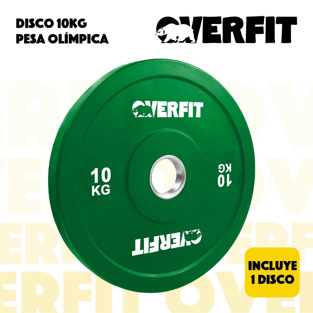 Disco Pesa Olimpica Goma Overfit 10kg Antideslizante-5